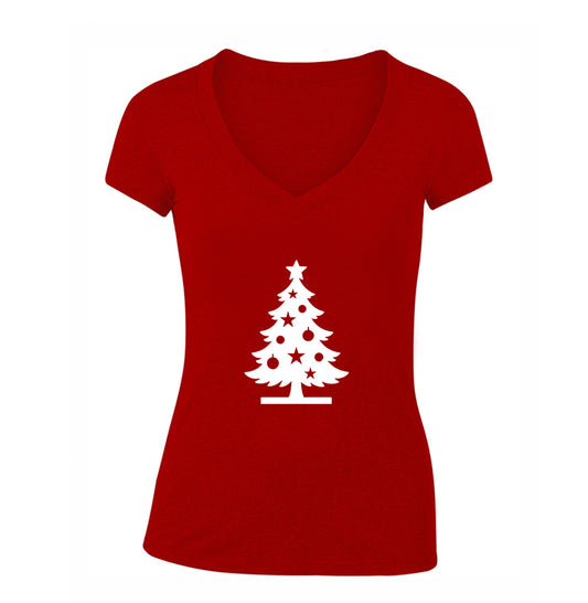 Women's Christmas Tree V Neck T-Shirt