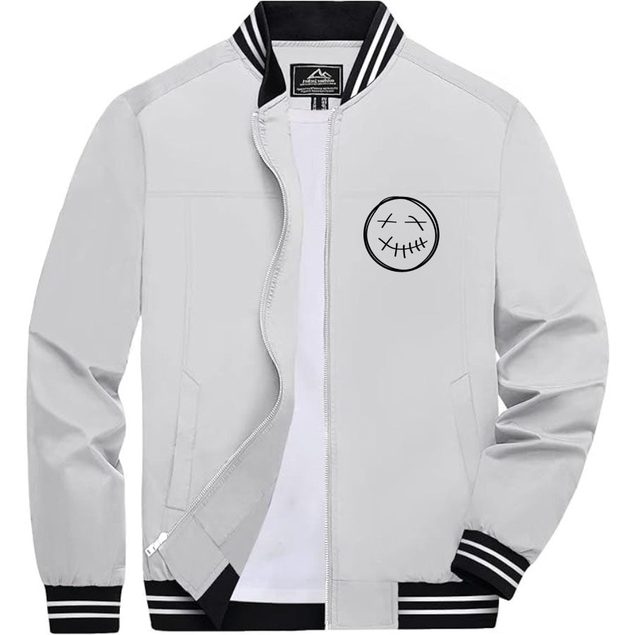 Men's Travis Scott Lightweight Zip-Up Bomber Jacket with Ribbed Collar and Cuffs - Versatile Casual Outerwear