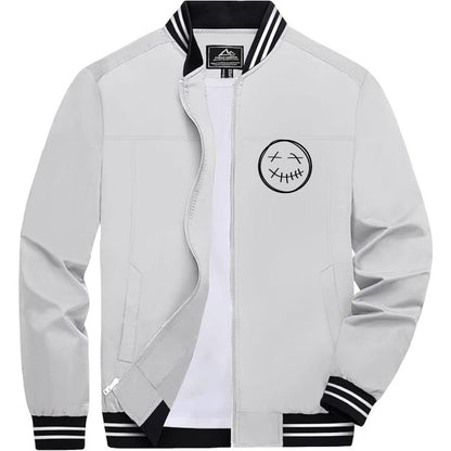 Men's Travis Scott Lightweight Zip-Up Bomber Jacket with Ribbed Collar and Cuffs - Versatile Casual Outerwear