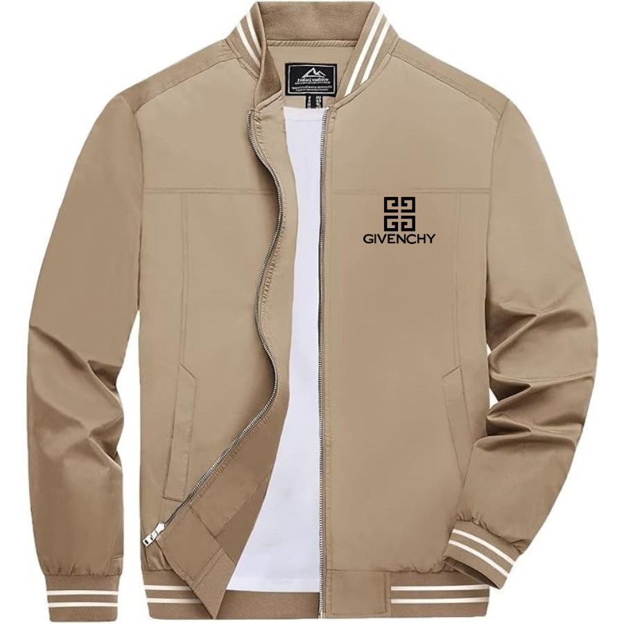 Men's Givenchy Lightweight Zip-Up Bomber Jacket with Ribbed Collar and Cuffs - Versatile Casual Outerwear
