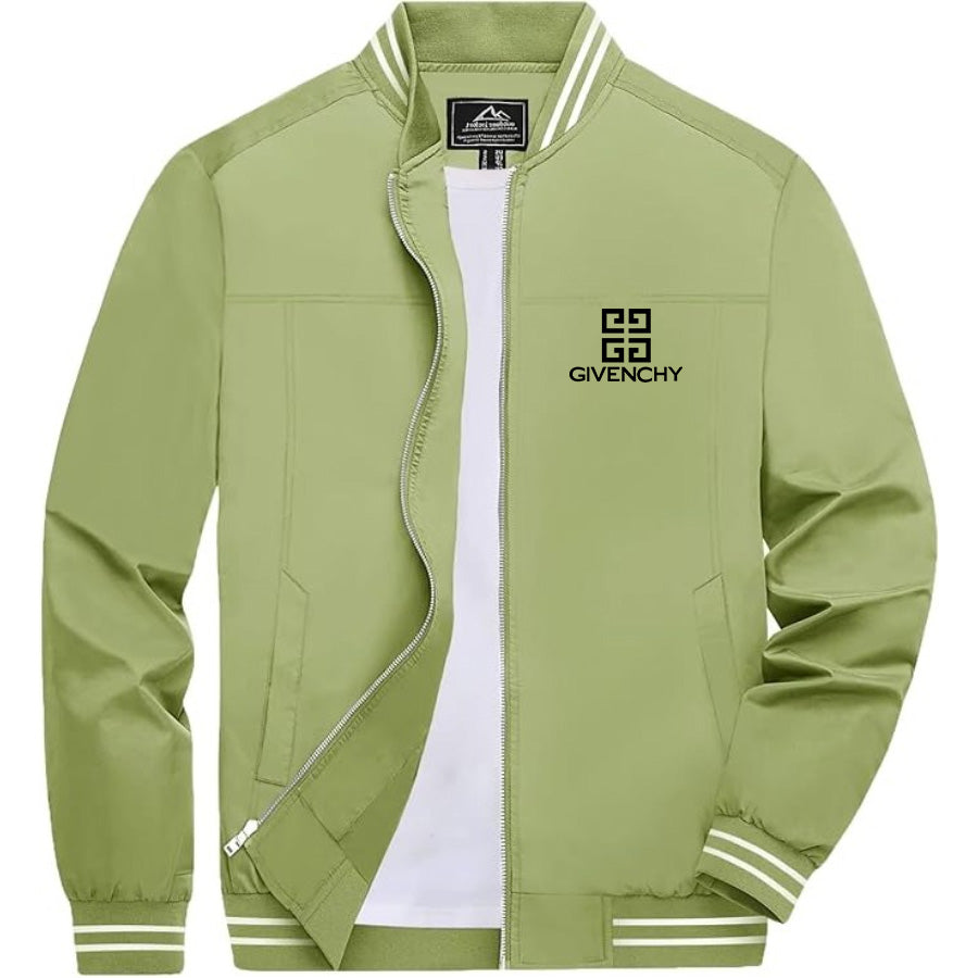 Men's Givenchy Lightweight Zip-Up Bomber Jacket with Ribbed Collar and Cuffs - Versatile Casual Outerwear