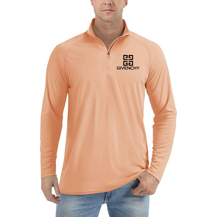 Men's Givenchy Lightweight Quarter-Zip Athletic Shirt – Long Sleeve Polyester Wear
