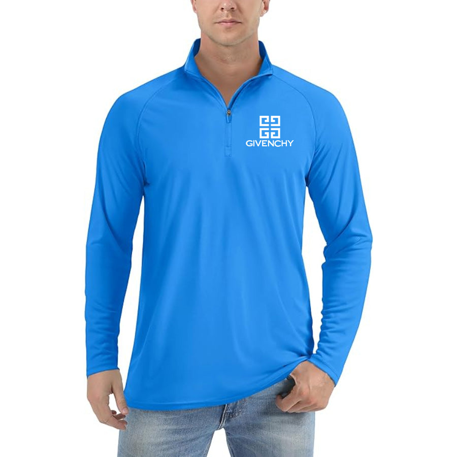 Men's Givenchy Lightweight Quarter-Zip Athletic Shirt – Long Sleeve Polyester Wear