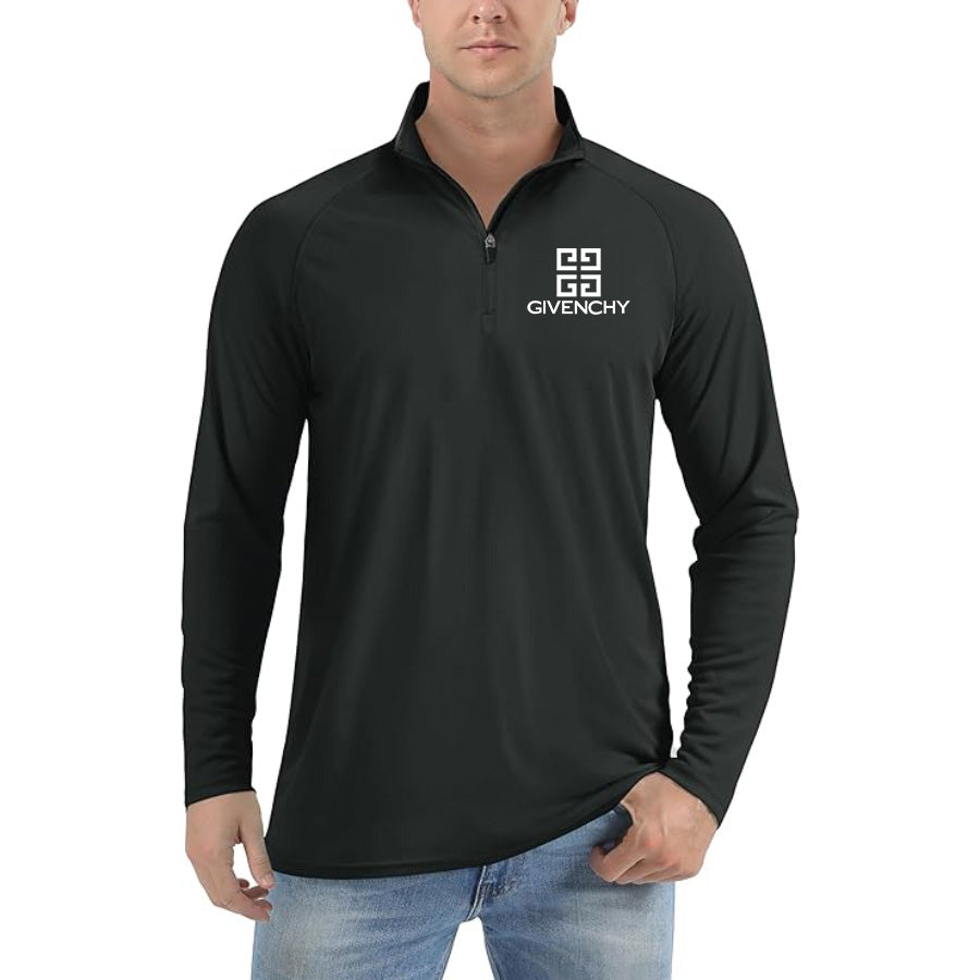Men's Givenchy Lightweight Quarter-Zip Athletic Shirt – Long Sleeve Polyester Wear