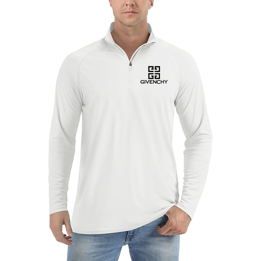 Men's Givenchy Lightweight Quarter-Zip Athletic Shirt – Long Sleeve Polyester Wear