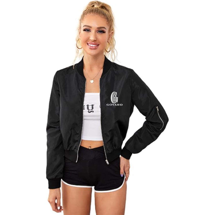 Women's Goyard Lightweight Bomber Biker Jacket Zip up Windbreaker Crop Bomber Jacket Coat