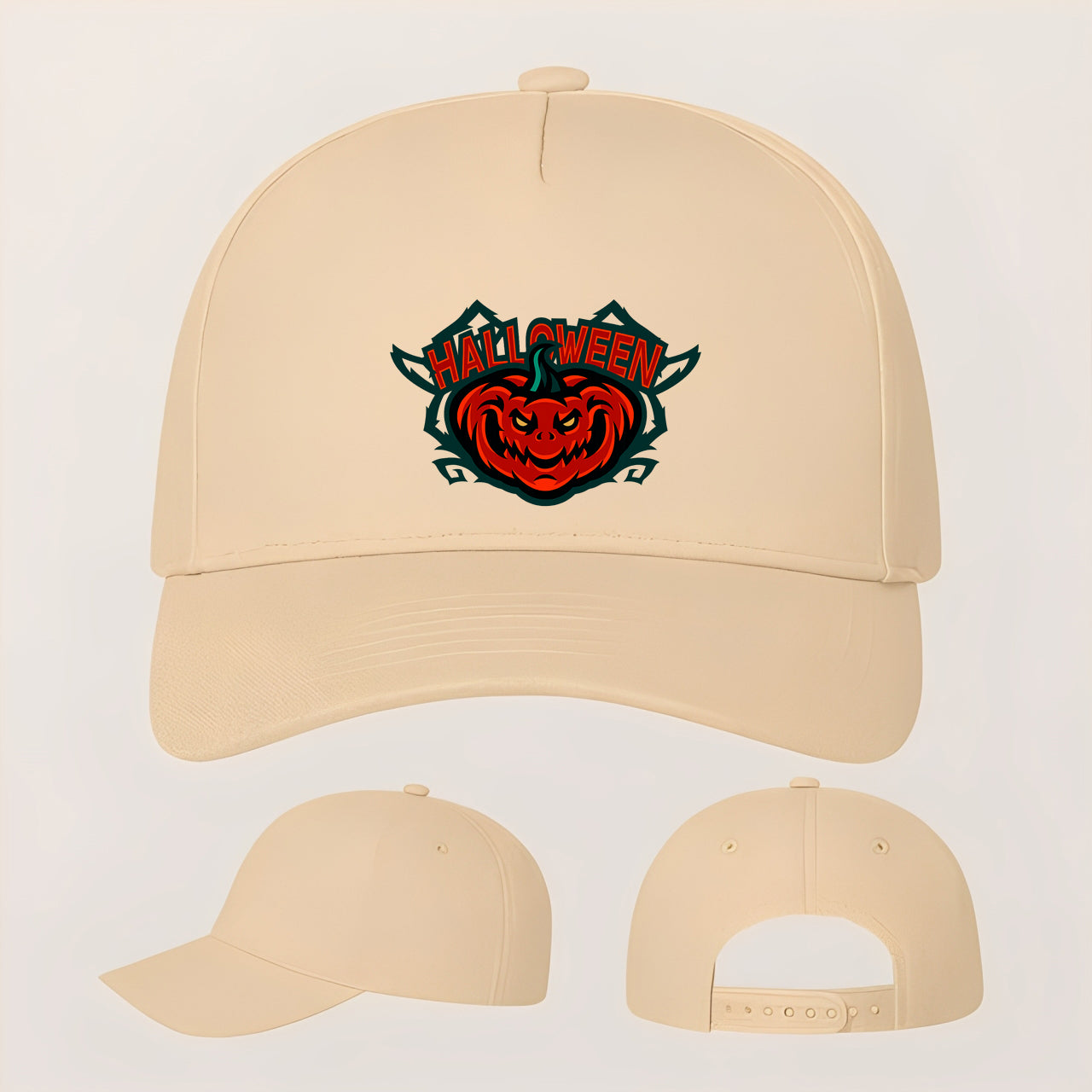 Halloween Pumpkin Five Panel Twill Snapback Cap