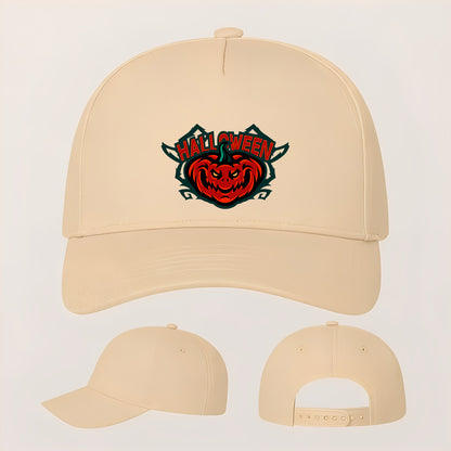 Halloween Pumpkin Five Panel Twill Snapback Cap