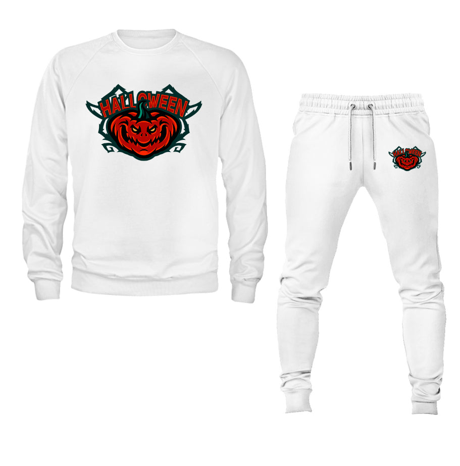 Men's Halloween Pumpkin Crewneck Sweatshirt Joggers Suit