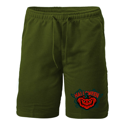Men's Halloween Pumpkin Athletic Fleece Shorts
