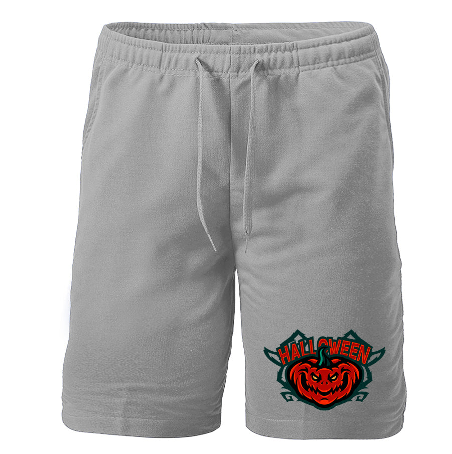 Men's Halloween Pumpkin Athletic Fleece Shorts