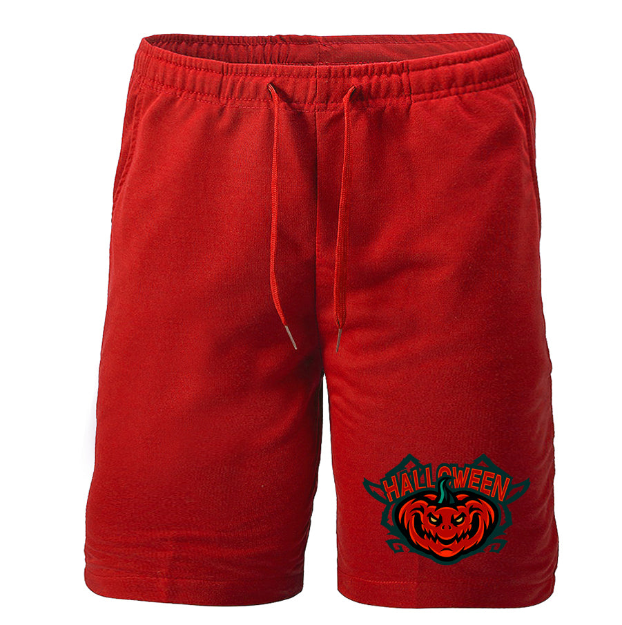 Men's Halloween Pumpkin Athletic Fleece Shorts