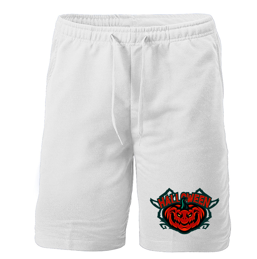 Men's Halloween Pumpkin Athletic Fleece Shorts