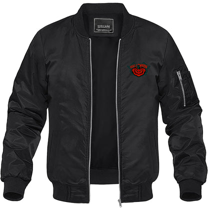 Men's Halloween Pumpkin Lightweight Bomber Jacket Windbreaker Softshell Varsity Jacket Coat