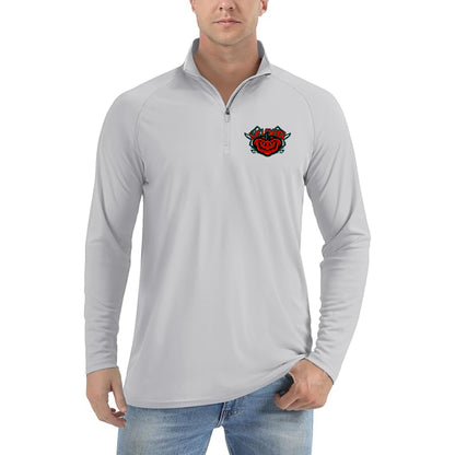 Men's Halloween Pumpkin Lightweight Quarter-Zip Athletic Shirt – Long Sleeve Polyester Wear