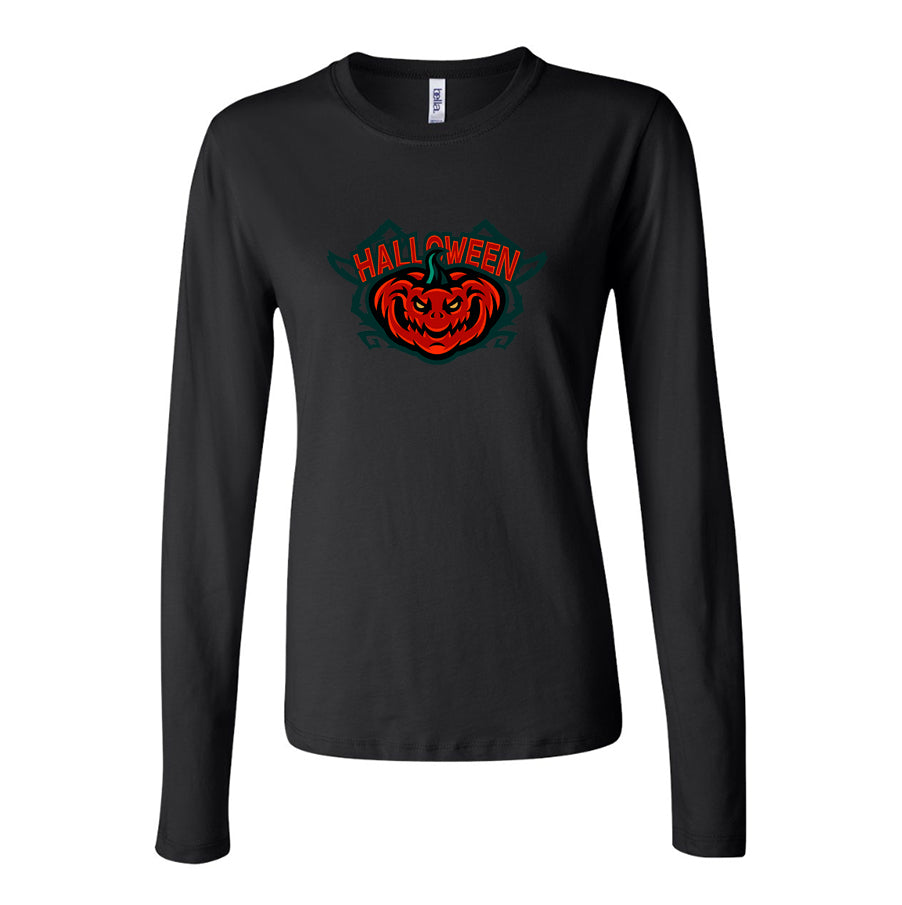 Women's Halloween Pumpkin Long Sleeve T-Shirt