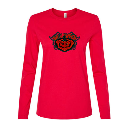 Women's Halloween Pumpkin Long Sleeve T-Shirt