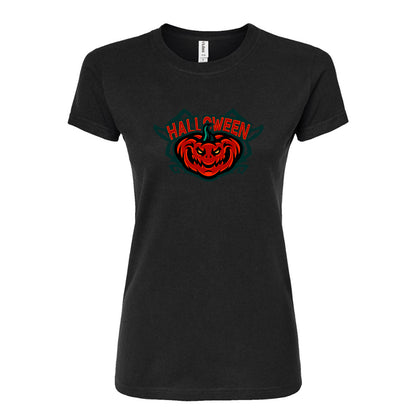 Women's Halloween Pumpkin Round Neck T-Shirt