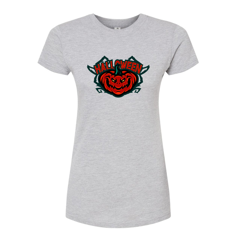 Women's Halloween Pumpkin Round Neck T-Shirt