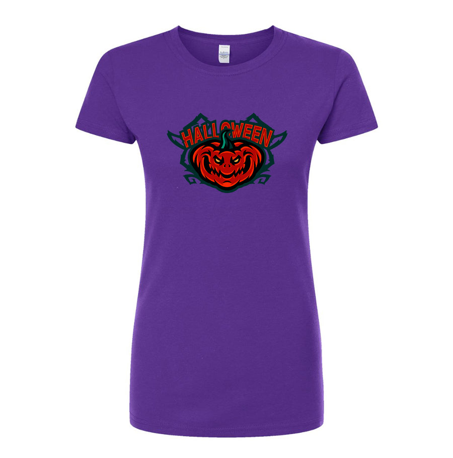 Women's Halloween Pumpkin Round Neck T-Shirt