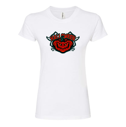 Women's Halloween Pumpkin Round Neck T-Shirt