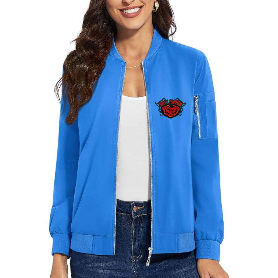 Women's Halloween Pumpkin Premium Bomber Jacket Outerwear