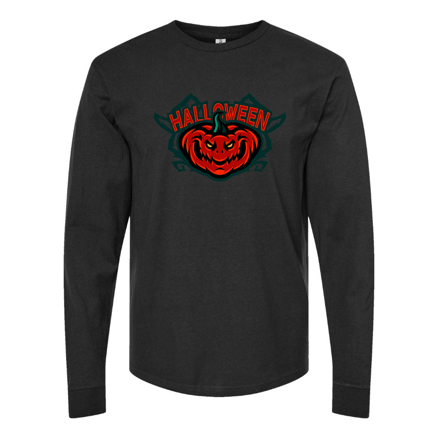 Youth Kids Halloween Pumpkin Long Sleeve T-Shirt