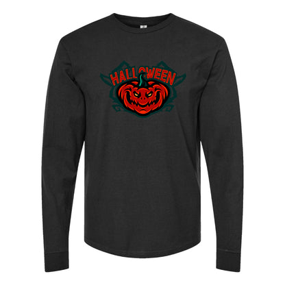 Youth Kids Halloween Pumpkin Long Sleeve T-Shirt