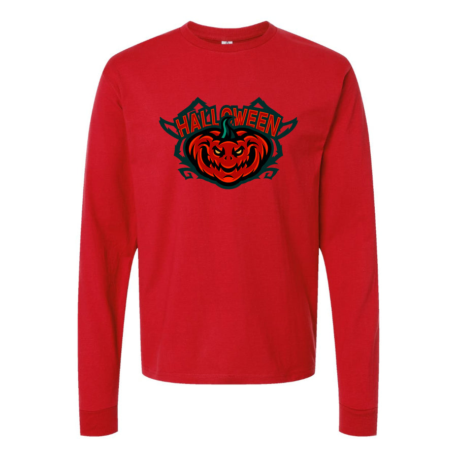 Youth Kids Halloween Pumpkin Long Sleeve T-Shirt