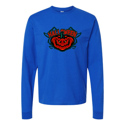 Youth Kids Halloween Pumpkin Long Sleeve T-Shirt