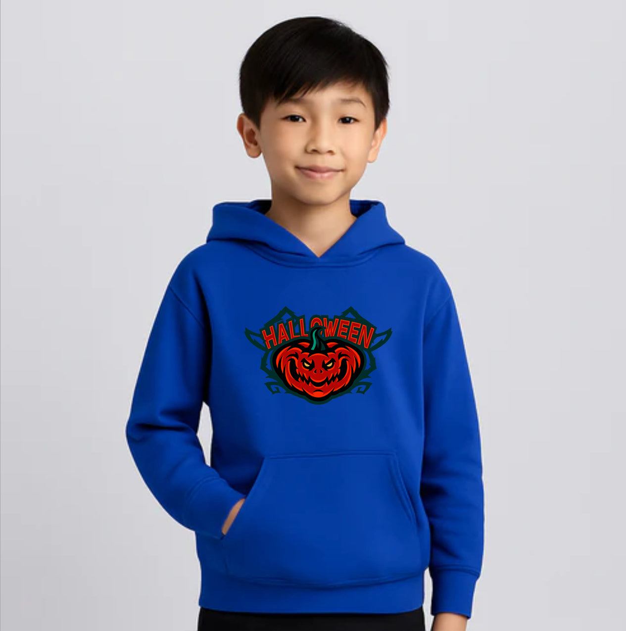 Youth Kids Halloween Pumpkin Pullover Hoodie