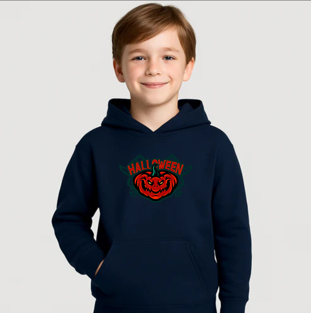 Youth Kids Halloween Pumpkin Pullover Hoodie