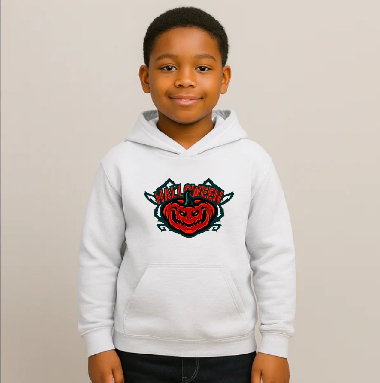 Youth Kids Halloween Pumpkin Pullover Hoodie