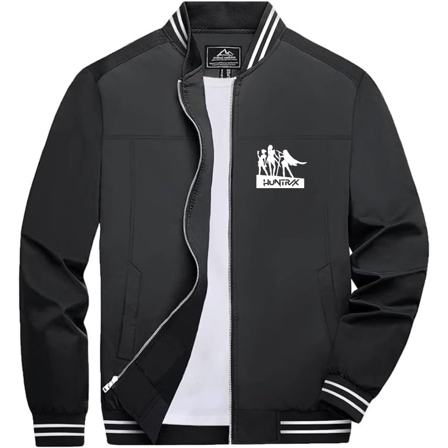 Men's Huntrix Lightweight Zip-Up Bomber Jacket with Ribbed Collar and Cuffs - Versatile Casual Outerwear