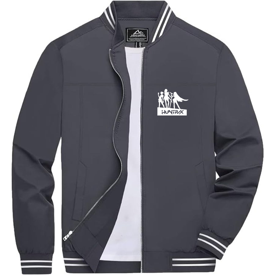 Men's Huntrix Lightweight Zip-Up Bomber Jacket with Ribbed Collar and Cuffs - Versatile Casual Outerwear