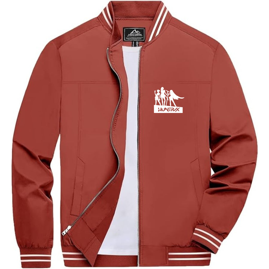 Men's Huntrix Lightweight Zip-Up Bomber Jacket with Ribbed Collar and Cuffs - Versatile Casual Outerwear