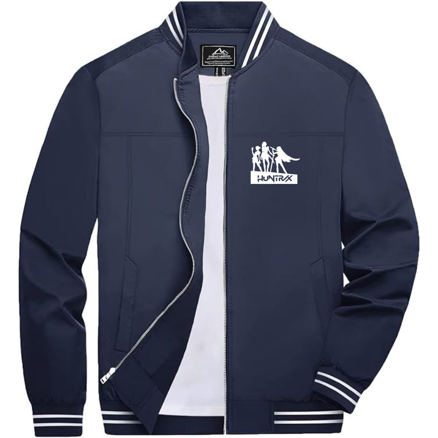 Men's Huntrix Lightweight Zip-Up Bomber Jacket with Ribbed Collar and Cuffs - Versatile Casual Outerwear