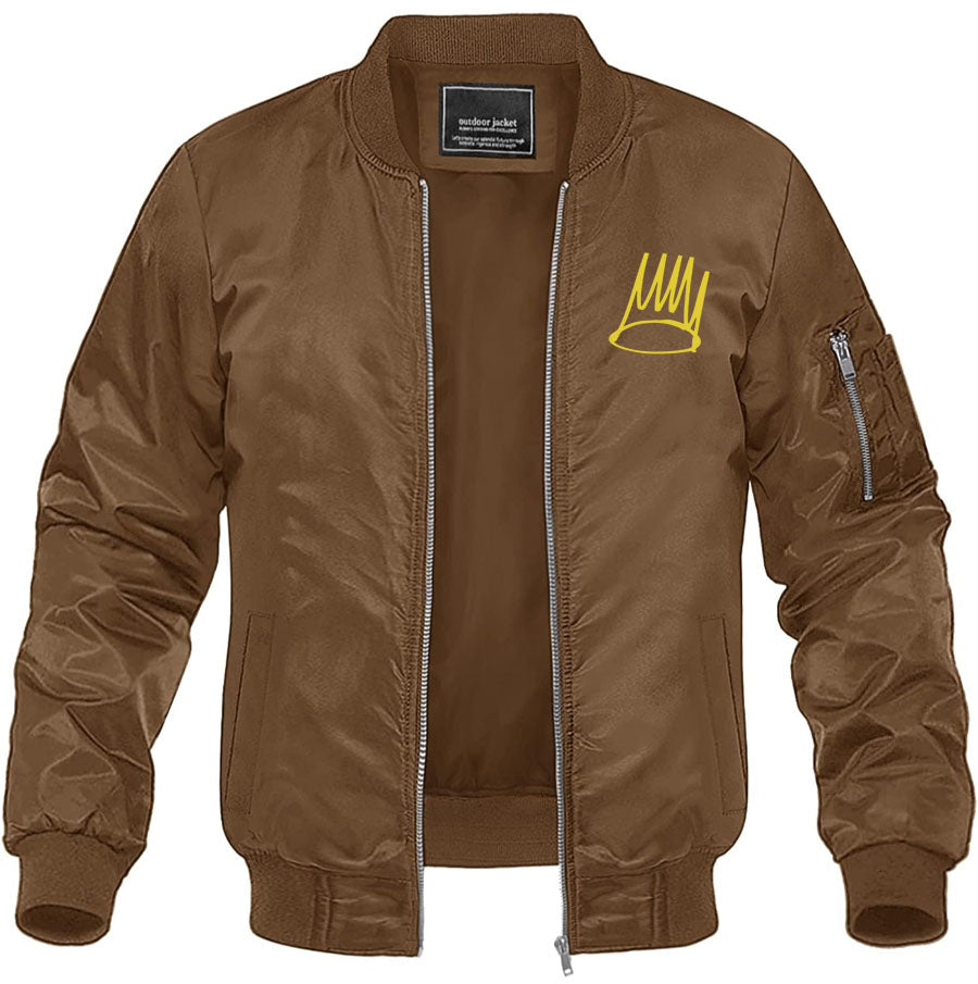 Men's J. Cole Crown Lightweight Bomber Jacket Windbreaker Softshell Varsity Jacket Coat