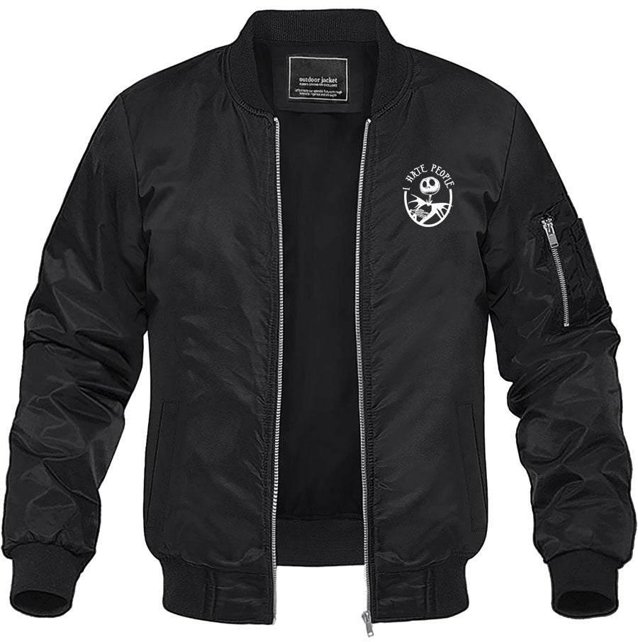 Men's Jack Skellington Lightweight Bomber Jacket Windbreaker Softshell Varsity Jacket Coat