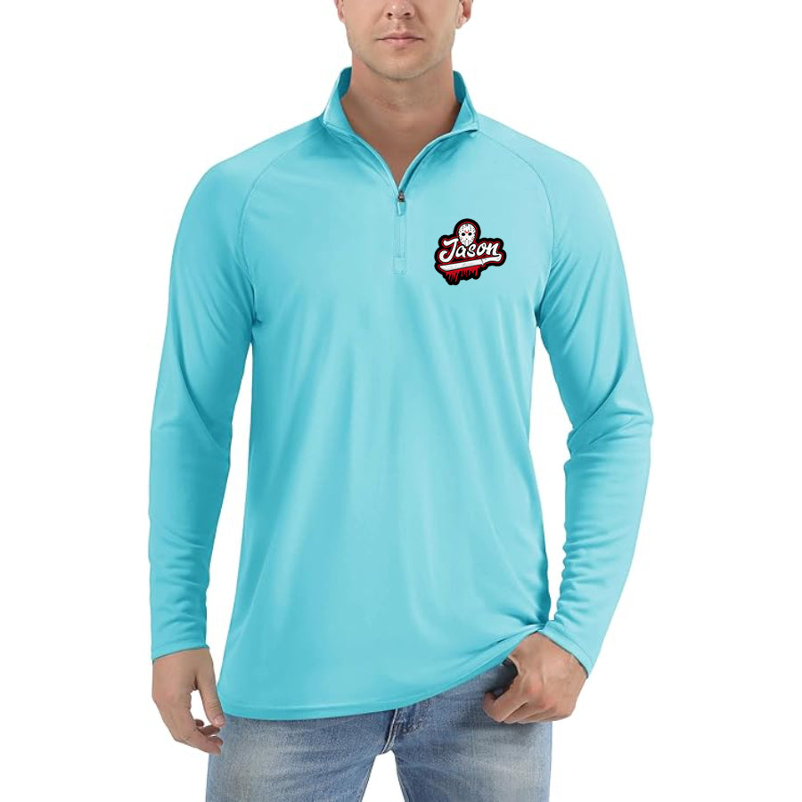 Men's Jason Voorhees Lightweight Quarter-Zip Athletic Shirt – Long Sleeve Polyester Wear