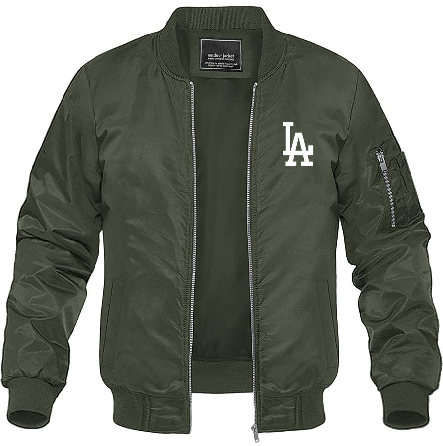 Men's LA Dodgers Lightweight Bomber Jacket Windbreaker Softshell Varsity Jacket Coat