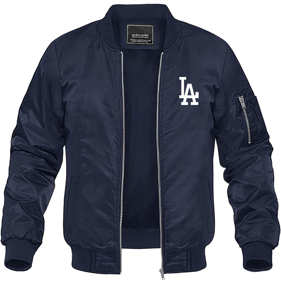 Men's LA Dodgers Lightweight Bomber Jacket Windbreaker Softshell Varsity Jacket Coat