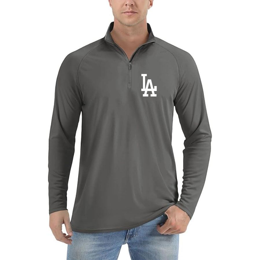 Men's LA Dodgers Lightweight Quarter-Zip Athletic Shirt – Long Sleeve Polyester Wear