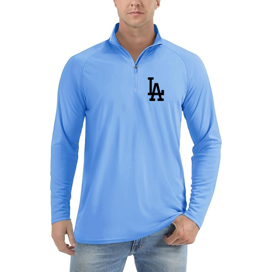 Men's LA Dodgers Lightweight Quarter-Zip Athletic Shirt – Long Sleeve Polyester Wear