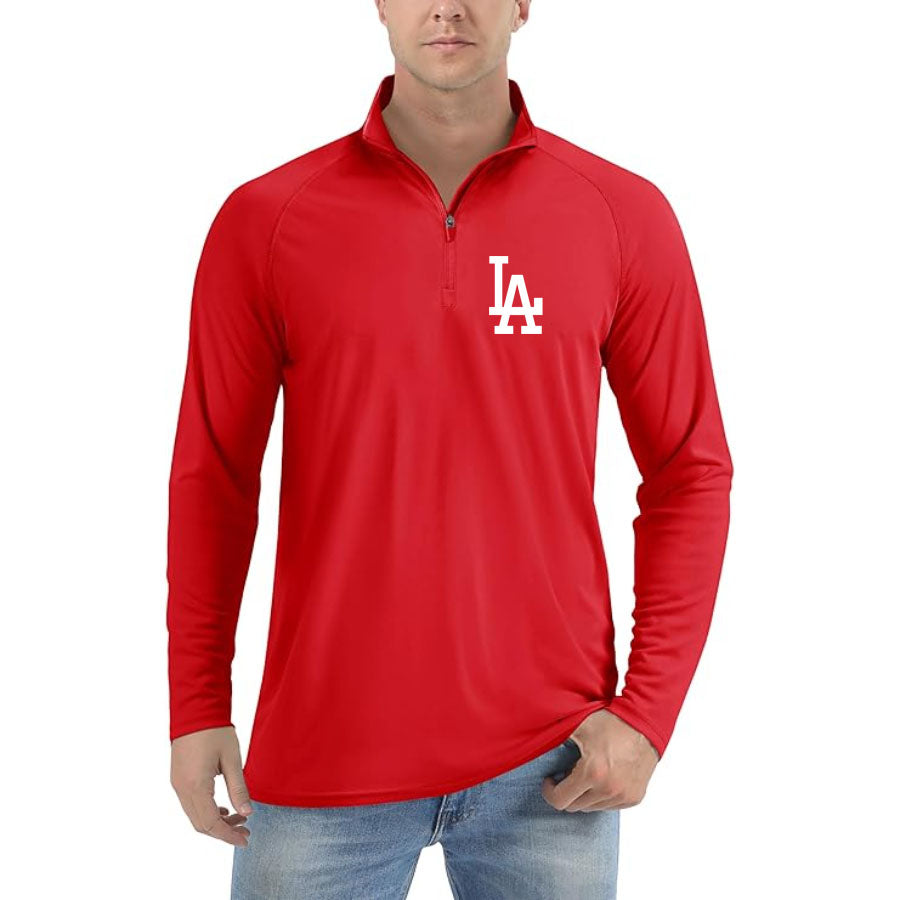 Men's LA Dodgers Lightweight Quarter-Zip Athletic Shirt – Long Sleeve Polyester Wear