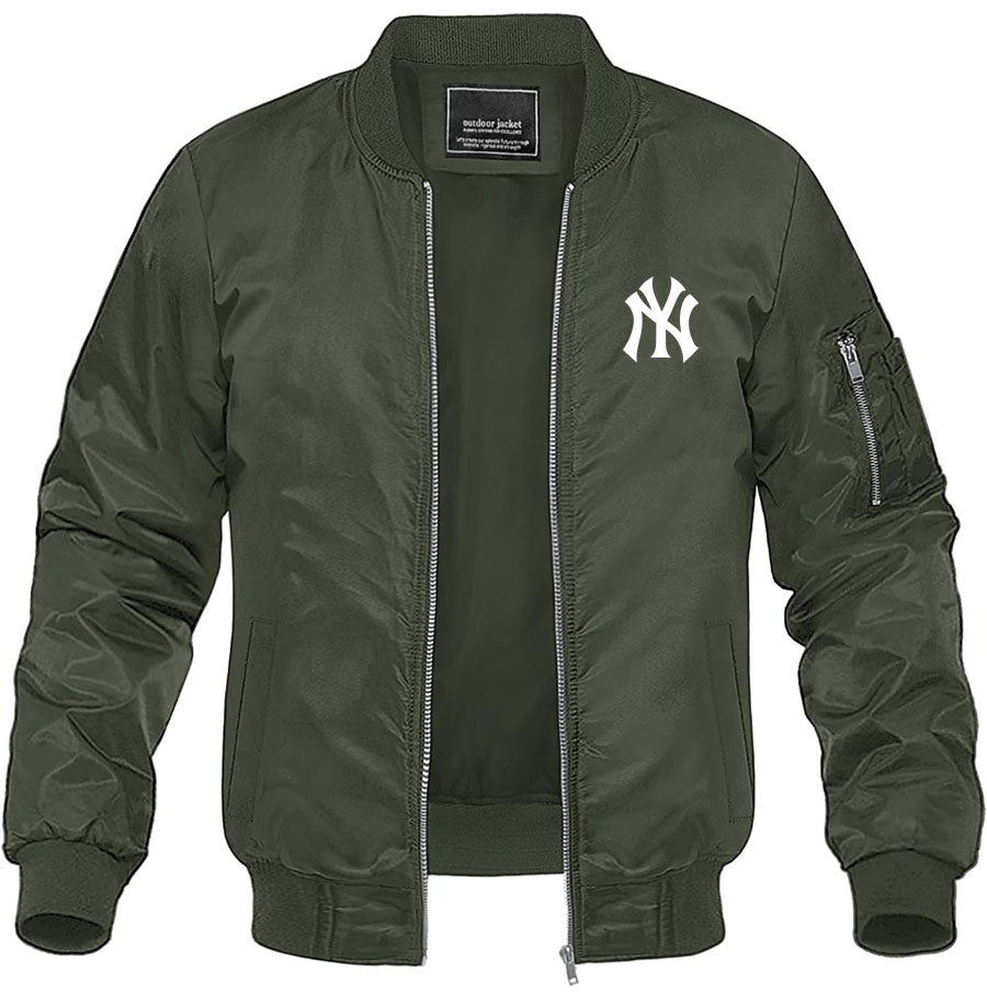 Men's NY Yankees Lightweight Bomber Jacket Windbreaker Softshell Varsity Jacket Coat
