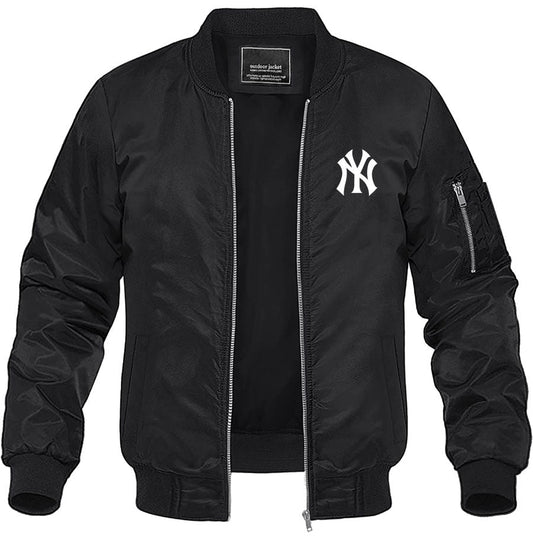 Men's NY Yankees Lightweight Bomber Jacket Windbreaker Softshell Varsity Jacket Coat