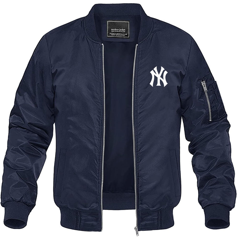 Men's NY Yankees Lightweight Bomber Jacket Windbreaker Softshell Varsity Jacket Coat