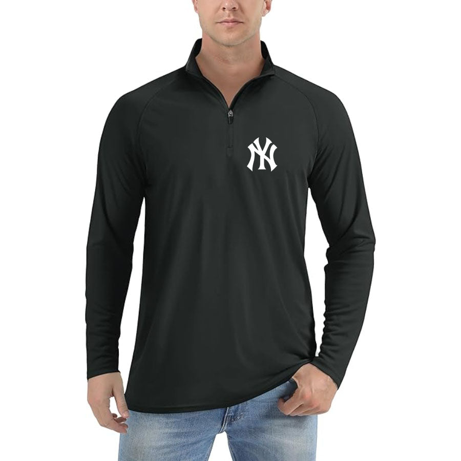Men's NY Yankees Lightweight Quarter-Zip Athletic Shirt – Long Sleeve Polyester Wear