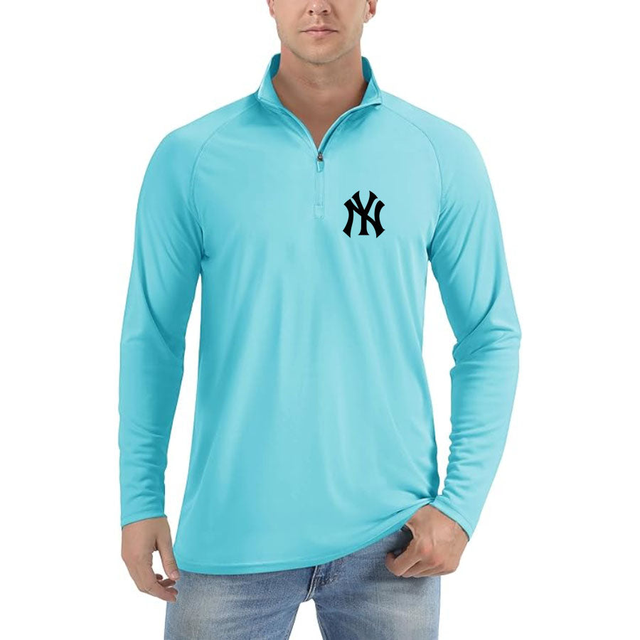 Men's NY Yankees Lightweight Quarter-Zip Athletic Shirt – Long Sleeve Polyester Wear